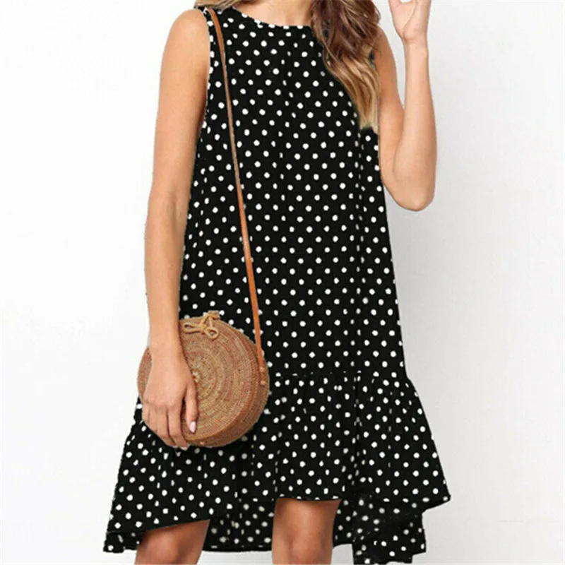 Plus Size Trendy Women dress round neck sleeveless Polka Dot Ladies Summer Beach Casual Polyester Dresses one pieces
Plus Size Trendy Women dress round neck sleeveless Polka Dot Ladies Summer Beach Casual Polyester Dresses one pieces