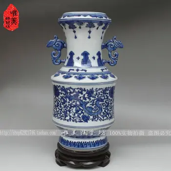 Ceramics green vase home decoration antique blue and white porcelain interaural bottle interlocking lottos
Ceramics green vase home decoration antique blue and white porcelain interaural bottle interlocking lottos