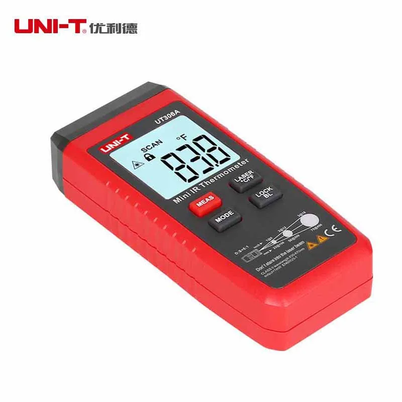 UNI-T UT306A Mini Infrared Thermometer -35~300C -31~572F Digital IR temperature tester with Data hold & LCD backlight display
UNI-T UT306A Mini Infrared Thermometer -35~300C -31~572F Digital IR temperature tester with Data hold & LCD backlight display