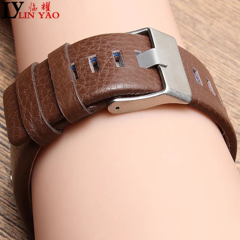 

Universal Leather Watch Band For Diesel Watch Strap Wrist Watch Belt For DZ7313/22/7257 brown Watchband Straps 24 26 28 30mm.