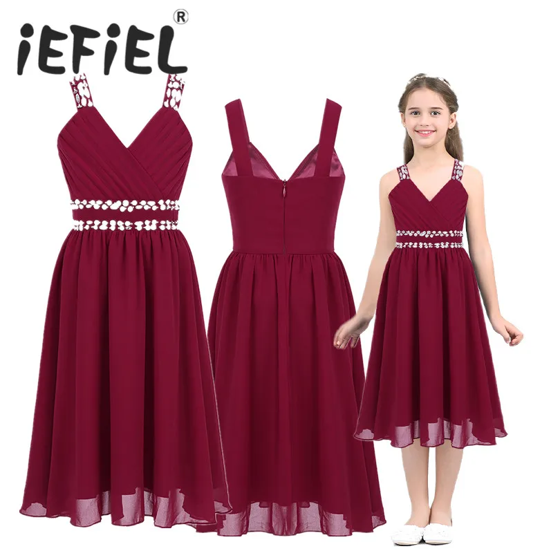Girls Costumes Chiffon Dress Flower V Neckline Shiny Sequins Rhinestones Kids Teen Wedding Party Vestidos Princess Tulle Dress
Girls Costumes Chiffon Dress Flower V Neckline Shiny Sequins Rhinestones Kids Teen Wedding Party Vestidos Princess Tulle Dress