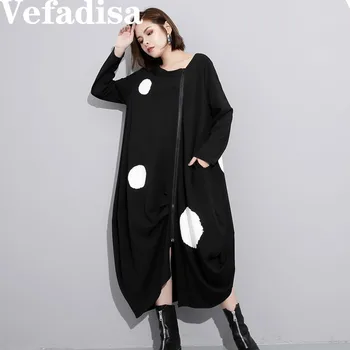 Vefadisa Summer Black Cotton Dress Oblique Zipper Great Circle Point Printed Dress Loose Mid-Calf Woman Dress 2020 QYF008
Vefadisa Summer Black Cotton Dress Oblique Zipper Great Circle Point Printed Dress Loose Mid-Calf Woman Dress 2020 QYF008