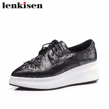 Lenkisen genuine leather pointed toe lace up metal decoration solid med bottom preppy style women vulcanized casual shoes L3f5
Lenkisen genuine leather pointed toe lace up metal decoration solid med bottom preppy style women vulcanized casual shoes L3f5