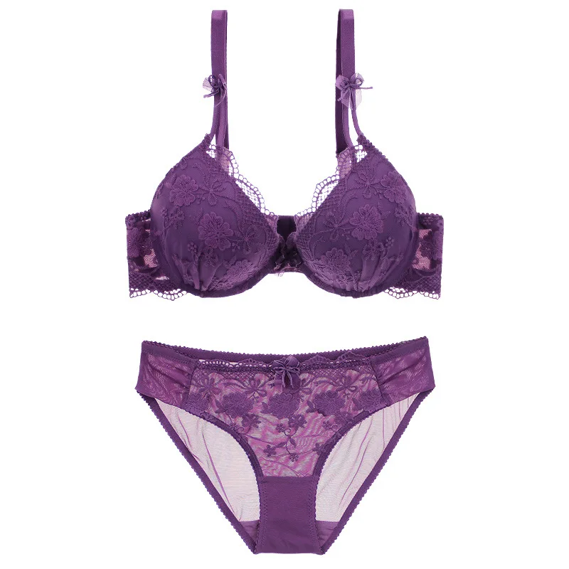 JIGERJOGER Dark Purple pink Bow knot Shape V sexy lace underwear bra set Push up underwire Lace bra panties Briefs Knicker Set
JIGERJOGER Dark Purple pink Bow knot Shape V sexy lace underwear bra set Push up underwire Lace bra panties Briefs Knicker Set