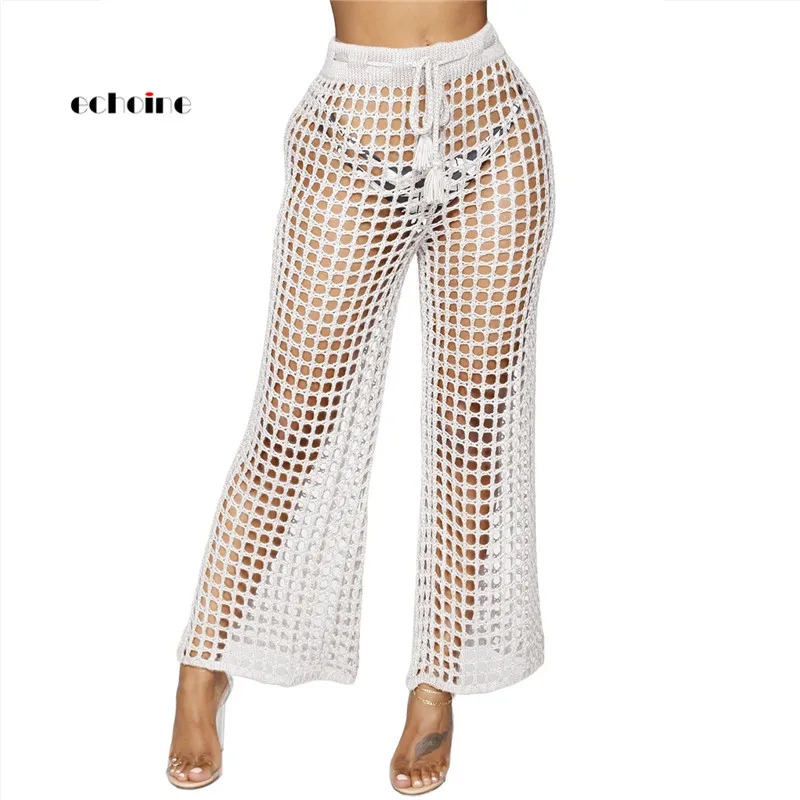 Echoine Women Long Pants Fashion Hollow Out See Through Lace Up Casual Wide Leg Pants Loose Kintted High Waist Elastic Trouble
Echoine Women Long Pants Fashion Hollow Out See Through Lace Up Casual Wide Leg Pants Loose Kintted High Waist Elastic Trouble