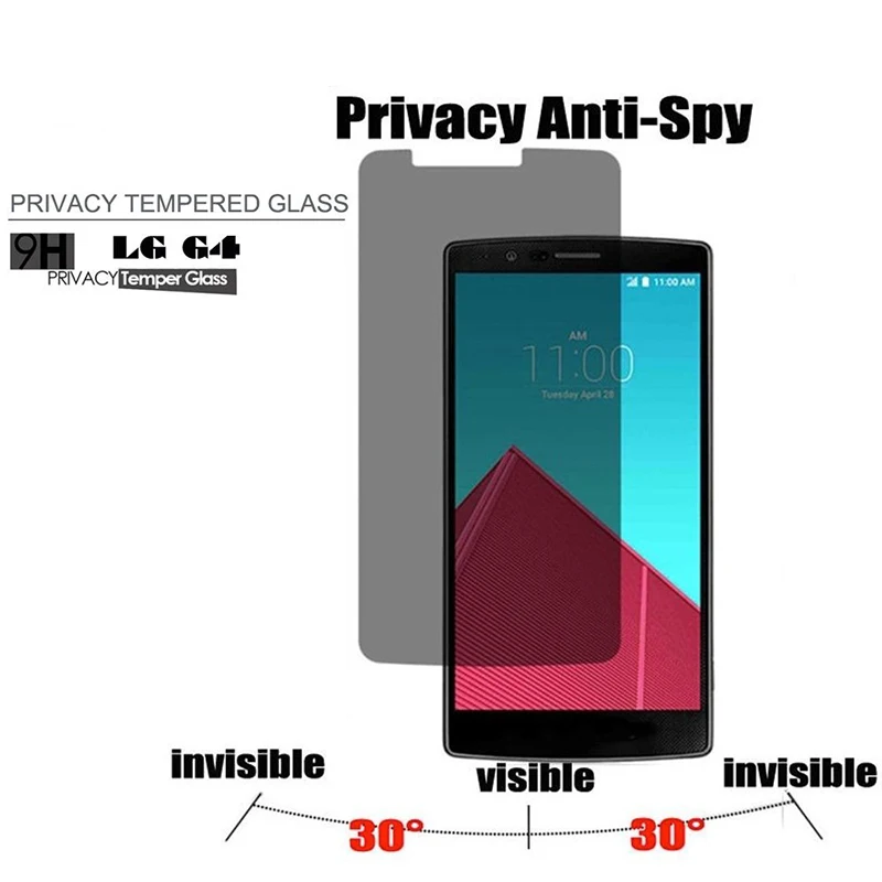 Антишпионское закаленное стекло для защиты экрана LG G4 G5 G3 HD Премиум Закаленное
