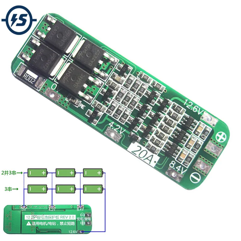 3S 20A Li-ion 18650 Lithium Battery Protection Board Lipo Battery Charger Protect PCB BMS 12.6V Cell Module For Drill Motor
3S 20A Li-ion 18650 Lithium Battery Protection Board Lipo Battery Charger Protect PCB BMS 12.6V Cell Module For Drill Motor