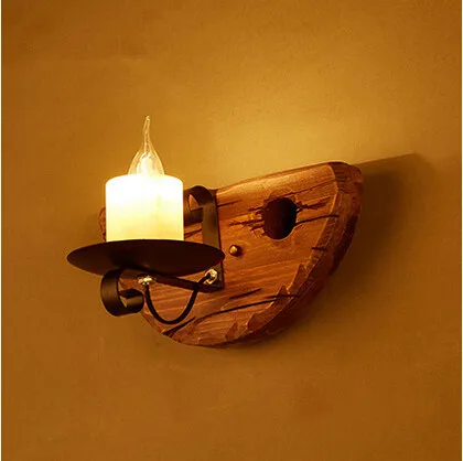 

IWHD American Country LED Wall Light Retro Loft Wall Lamp Wooden Marble Candle Fixtures For Home Lighting Bar Cafe Living Room