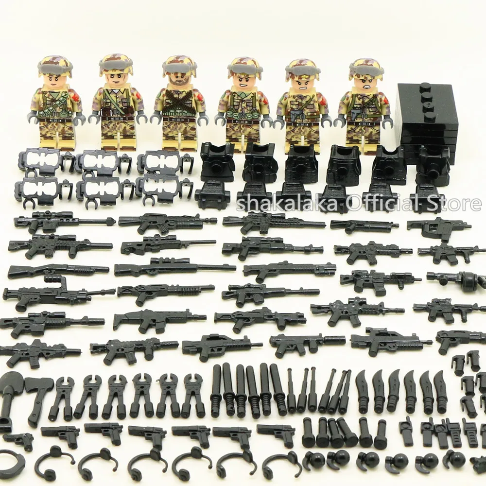 6pcs Army MILITARY Camouflage War Special Forces Soldier SWAT Team Weapon Gun Building Blocks Brick Figure Boy Toy Children Gift
6pcs Army MILITARY Camouflage War Special Forces Soldier SWAT Team Weapon Gun Building Blocks Brick Figure Boy Toy Children Gift