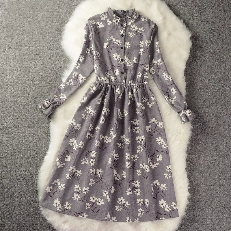 Floral Print Style Slim Cute Stand Collar Single Breasted Women Vintage Autumn Winter Dress For Girls Ladies 9 Options XH028
Floral Print Style Slim Cute Stand Collar Single Breasted Women Vintage Autumn Winter Dress For Girls Ladies 9 Options XH028