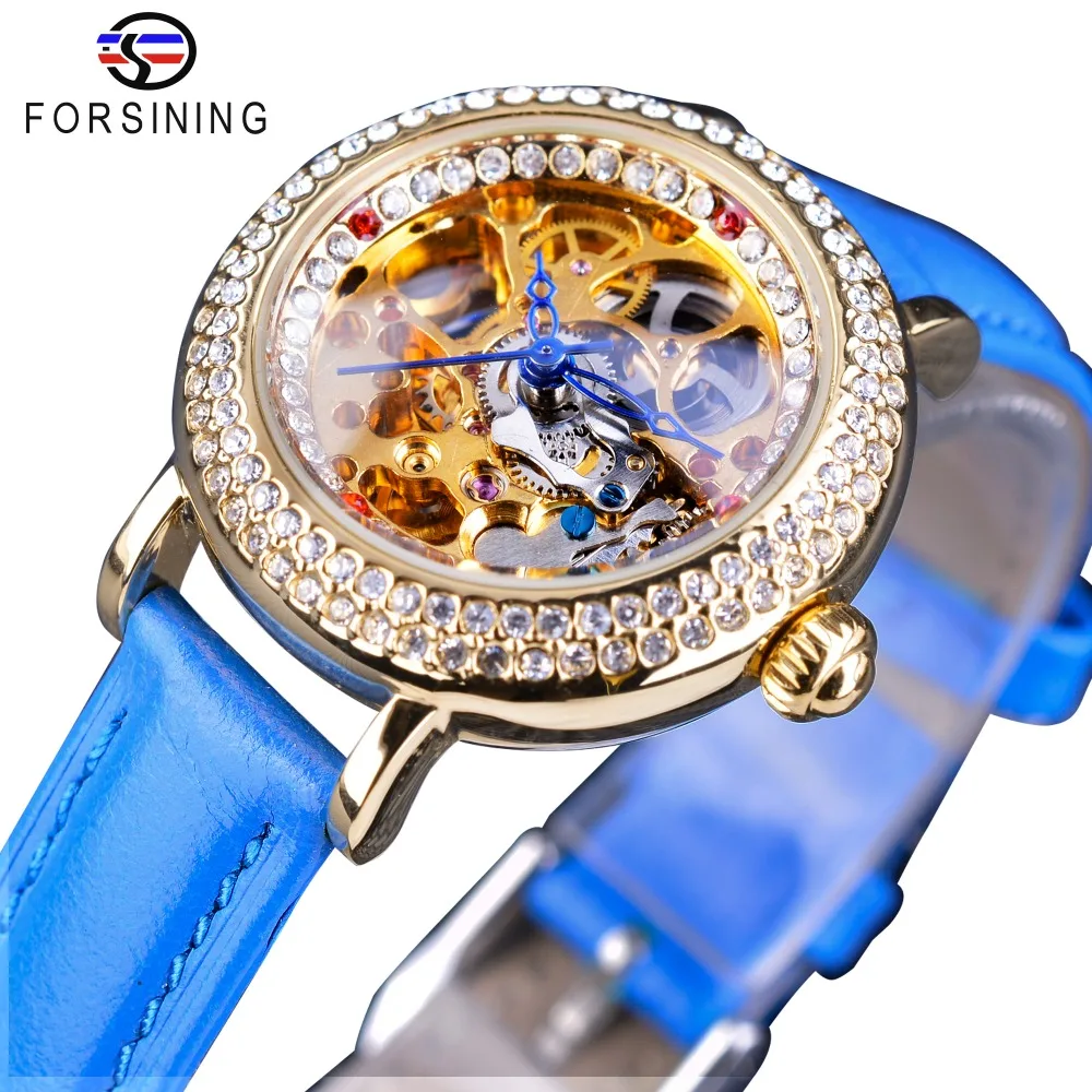 Forsining Fashion Blue Lady Diamond Gold Flower Movement Transparent Small Lady Women Mechanical Skeleton Watch Top Brand Luxury
Forsining Fashion Blue Lady Diamond Gold Flower Movement Transparent Small Lady Women Mechanical Skeleton Watch Top Brand Luxury