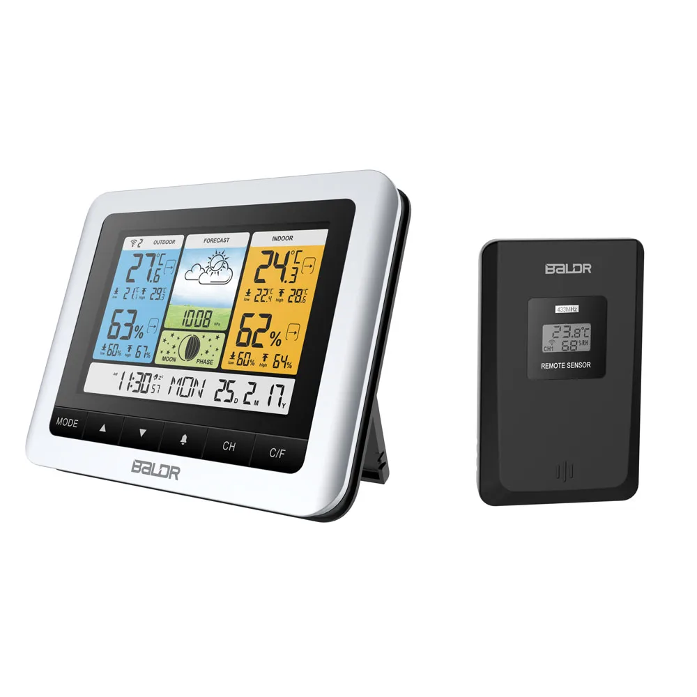 Baldr Wireless Weather Station Temperature Sensor Barometer Forecast Digital Outdoor Indoor Thermometer Hygrometer Alarm Clock
Baldr Wireless Weather Station Temperature Sensor Barometer Forecast Digital Outdoor Indoor Thermometer Hygrometer Alarm Clock