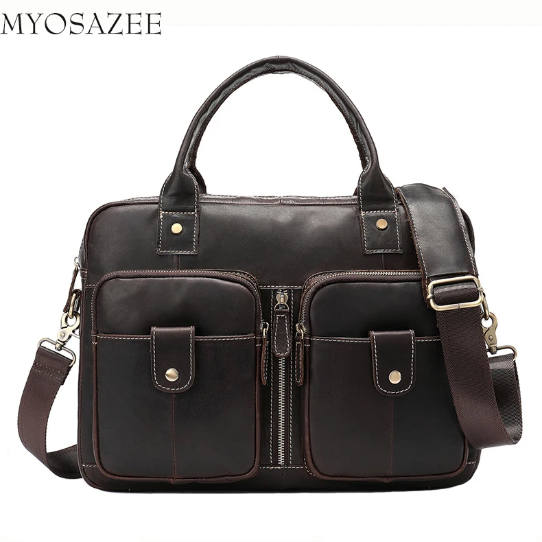 

New Genuine Leather Men's Bag Horizontal Fashion Leisure Men's One-shoulder Handbag Retro Locomotive Briefcase