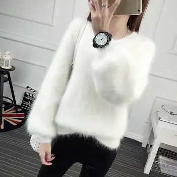 Faux Mink Cashmere Women Sweater Autumn Winter Lantern Sleeve Pullover Knitted Warm Plush Sweater Women Thicken Pullovers C5718
Faux Mink Cashmere Women Sweater Autumn Winter Lantern Sleeve Pullover Knitted Warm Plush Sweater Women Thicken Pullovers C5718