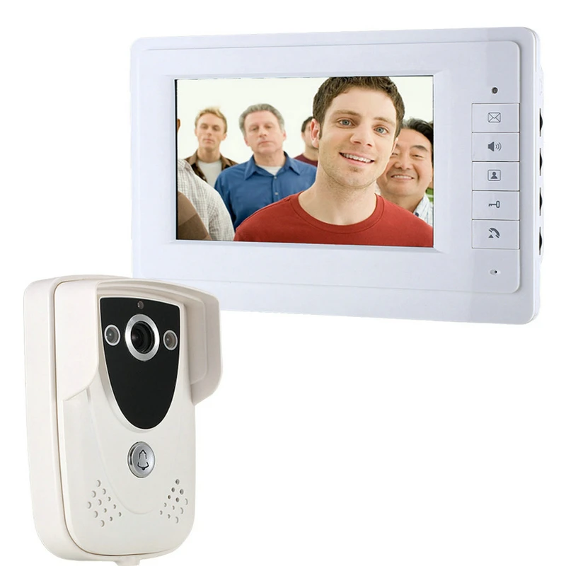 

Free shipping 7" TFT Color Video door phone Intercom Doorbell System Kit IR Camera doorphone monitor Speakerphone intercom