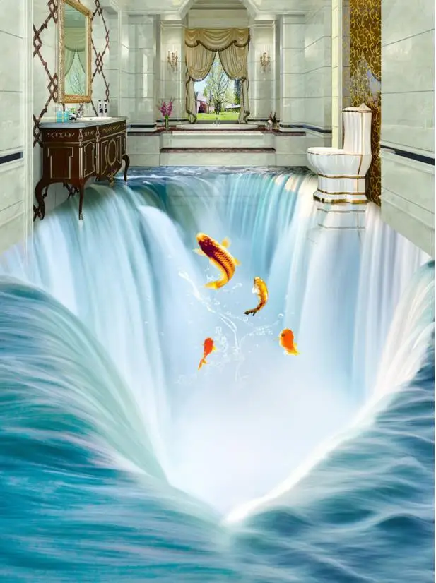 Custom 3d floor vinyl bathroom waterfalls wallpaper self-adhesive waterproof 3d floors papel de parede
Custom 3d floor vinyl bathroom waterfalls wallpaper self-adhesive waterproof 3d floors papel de parede