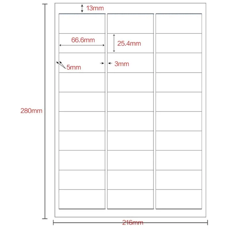 100 sheets white label Sticker 30-up on Letter size Sticker Self Adhesive Label for laser/inkjet printer 3x10
100 sheets white label Sticker 30-up on Letter size Sticker Self Adhesive Label for laser/inkjet printer 3x10