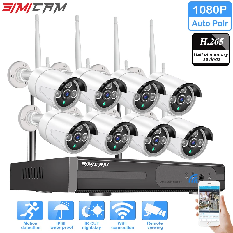 Wireless CCTV camera SIMICAM security system kit security camera system 1080P H.265 8CH HD NVR kit IR Waterproof Night Vision IP
Wireless CCTV camera SIMICAM security system kit security camera system 1080P H.265 8CH HD NVR kit IR Waterproof Night Vision IP