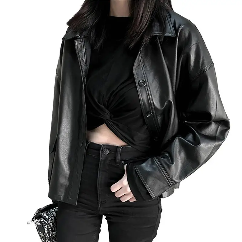 Women 2019 Spring Autumn Casual Slim PU Leather Jackets Female Long Sleeve Lapel Coat Ladies Chic Wild Motorcycle Jackets V954
Women 2019 Spring Autumn Casual Slim PU Leather Jackets Female Long Sleeve Lapel Coat Ladies Chic Wild Motorcycle Jackets V954