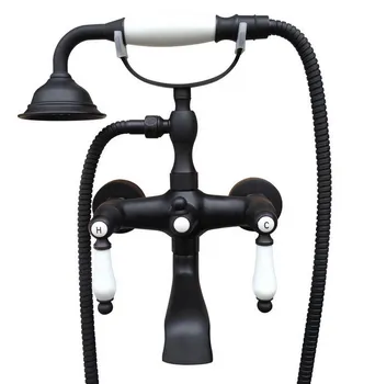Black Oil Rubbed Brass Double Ceramic Handles Wall Mounted Claw Foot Bathroom Tub Faucet Mixer Tap With Handshower mtf613
Black Oil Rubbed Brass Double Ceramic Handles Wall Mounted Claw Foot Bathroom Tub Faucet Mixer Tap With Handshower mtf613
