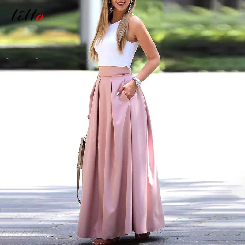 2019 African Women Summer Fashion Women's Casual and Elegant Two-Piece Suit Set Women's Sleeveless Cropped Top Pleated Maxi dre
2019 African Women Summer Fashion Women's Casual and Elegant Two-Piece Suit Set Women's Sleeveless Cropped Top Pleated Maxi dre