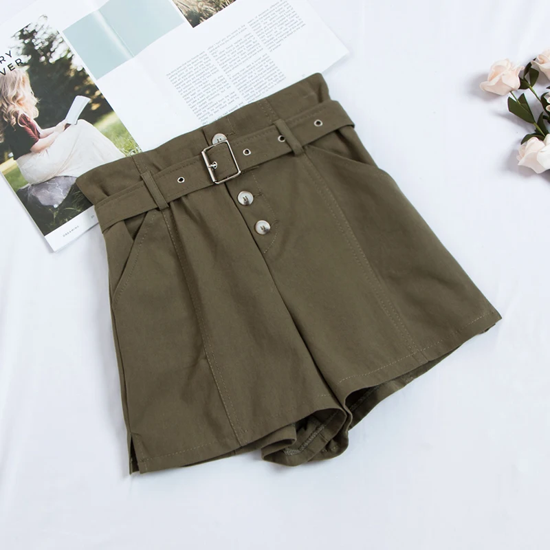 Women Military Style Cargo Shorts with Belt High Waist Short Pants 2019 Summer Elastic Waist Army Green Bottoms
Women Military Style Cargo Shorts with Belt High Waist Short Pants 2019 Summer Elastic Waist Army Green Bottoms