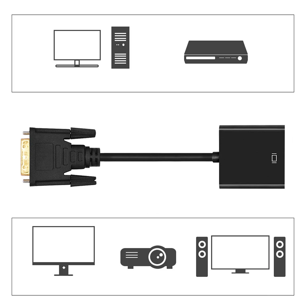 DVI Male-VGA Женский видео конвертер адаптер 24 + 1 25 Pin DVI-D-VGA кабель для ТВ PS3 PS4 PC дисплей