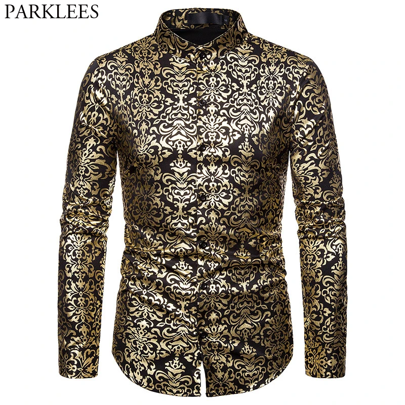 Men's Paisley Floral Gold Shiny Printed Tuxedo Shirt Brand Banded Collar Slim Fit Dress Shirt Men Wedding Party Baroque Chemise
Men's Paisley Floral Gold Shiny Printed Tuxedo Shirt Brand Banded Collar Slim Fit Dress Shirt Men Wedding Party Baroque Chemise