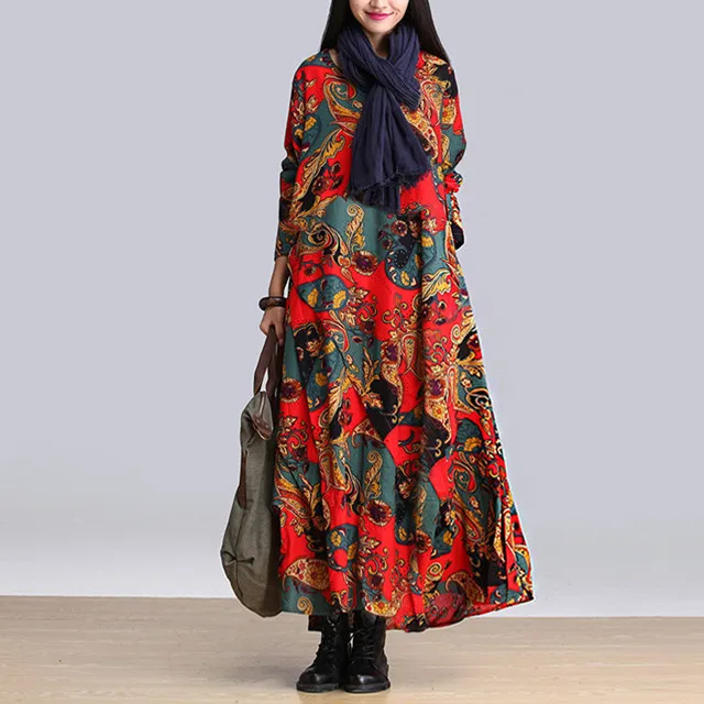 Fashion Autumn Style Cotton Linen Vintage Print Plus Size Women Casual Loose Long Dress Party Vestidos Femininos 2019 Dresses
Fashion Autumn Style Cotton Linen Vintage Print Plus Size Women Casual Loose Long Dress Party Vestidos Femininos 2019 Dresses