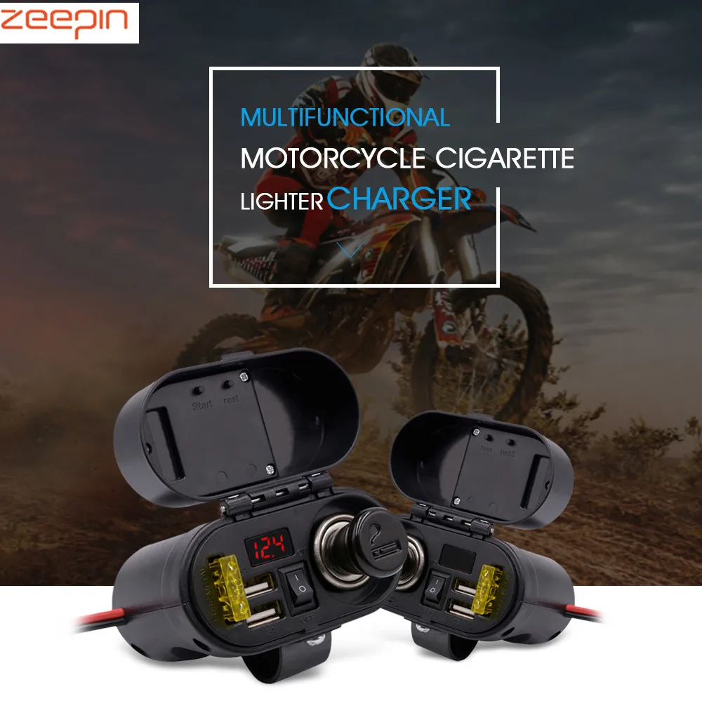 Zeepin Motorcycle Cigarette Lighter Dual USB Charger Voltmeter Time Display Waterproof with Cigarette Lighter Socket
Zeepin Motorcycle Cigarette Lighter Dual USB Charger Voltmeter Time Display Waterproof with Cigarette Lighter Socket