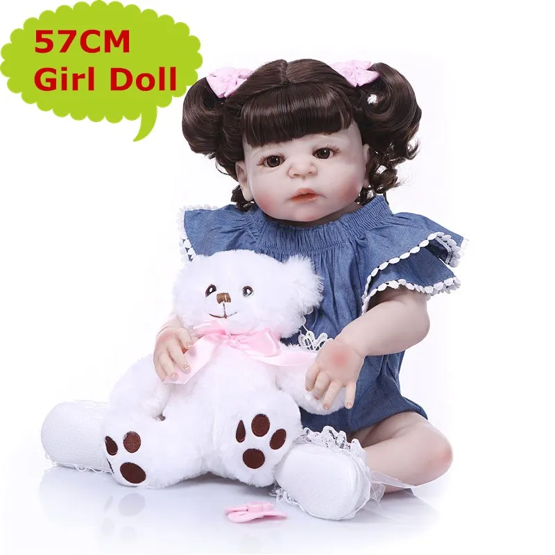 NPK 57CM Lifelike Baby Girl Reborn Doll Adora Full Body Silicone Bebe Reborn Boneca In Denim skirt Birthday Gift To Girls Kids
NPK 57CM Lifelike Baby Girl Reborn Doll Adora Full Body Silicone Bebe Reborn Boneca In Denim skirt Birthday Gift To Girls Kids