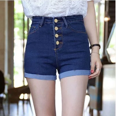 2018 Women 4 Buttons Elastic High Waist Shorts Fashion Feminino Denim Shorts for Women Loose Cuffs Straight Blue Short Jeans
2018 Women 4 Buttons Elastic High Waist Shorts Fashion Feminino Denim Shorts for Women Loose Cuffs Straight Blue Short Jeans