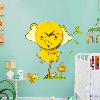 Cartoon Wall Clocks Cute Yellow Elephant Clock Sticker Children Bedroom Home Decor Kids Wall Watch Large Decorative
Cartoon Wall Clocks Cute Yellow Elephant Clock Sticker Children Bedroom Home Decor Kids Wall Watch Large Decorative