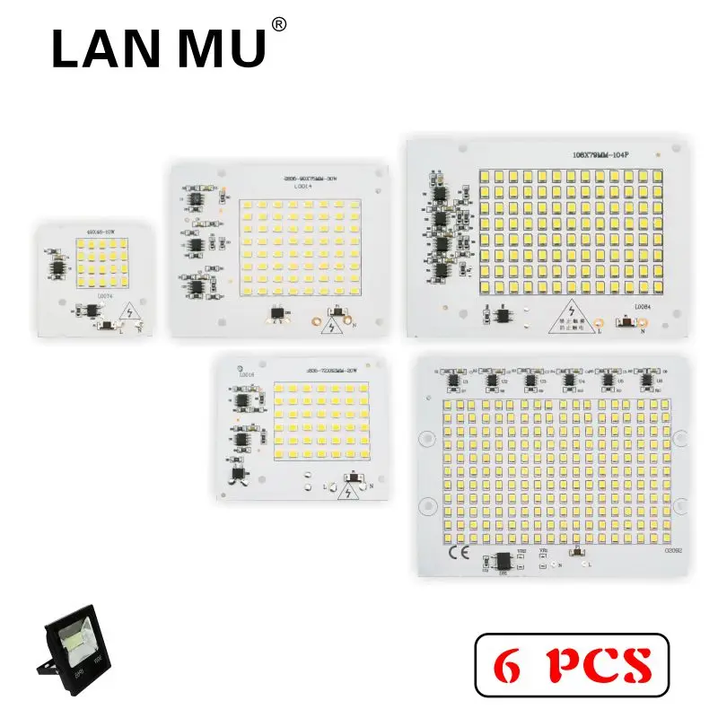 LAN MU 6pcs LED Lamp Chips 220V 2835 SMD Bulb Smart IC Led Light Input 10W 20W 30W 50W 90W For Outdoor FloodLight
LAN MU 6pcs LED Lamp Chips 220V 2835 SMD Bulb Smart IC Led Light Input 10W 20W 30W 50W 90W For Outdoor FloodLight