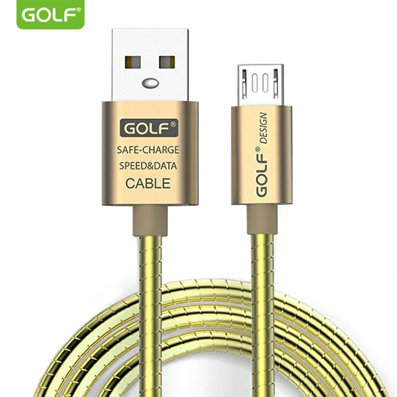 Фото GOLF 1m Metal Helix Tube Fast Charging Micro USB Data Sync Charger Cable For Samsung S6 S7 Edge LG G3 G4 V10 Redmi 4 5 6 Note 5A | Мобильные