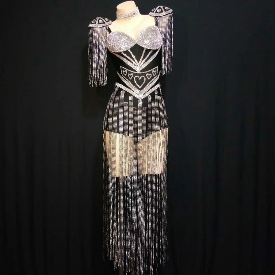Bright Silver Fringes Rhinestones Bodysuit Sexy Luxury Leotard Outfits Women Birthday Party Jumpsuit Singer Dance Stage Costumes
Bright Silver Fringes Rhinestones Bodysuit Sexy Luxury Leotard Outfits Women Birthday Party Jumpsuit Singer Dance Stage Costumes