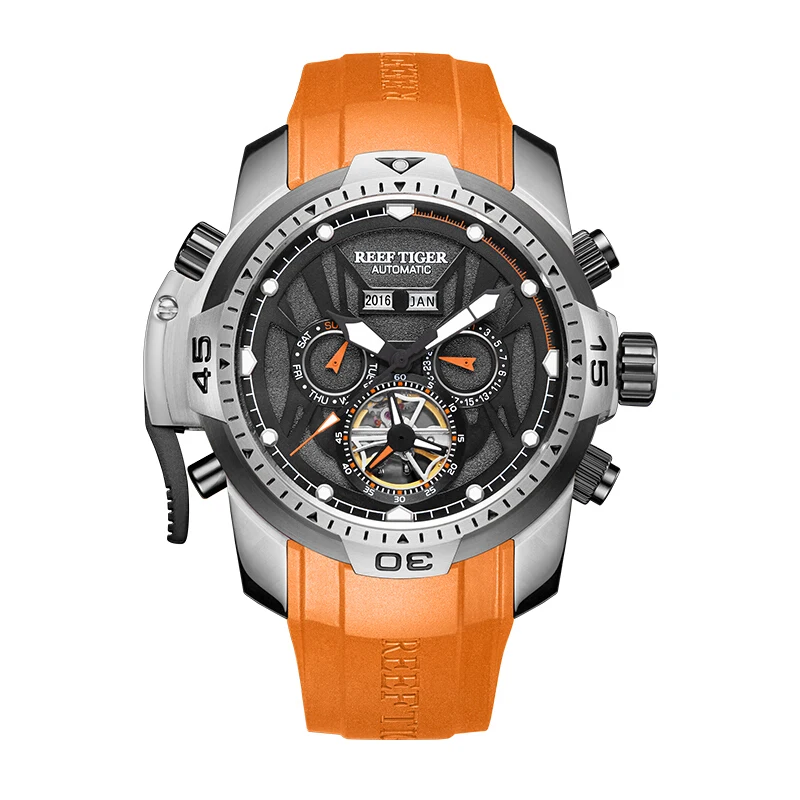 

Reef Tiger Aurora Serier RGA3532 Men Sport With Year Month Date Day Calendar Dial Automatic Mechanical Wrist Watch