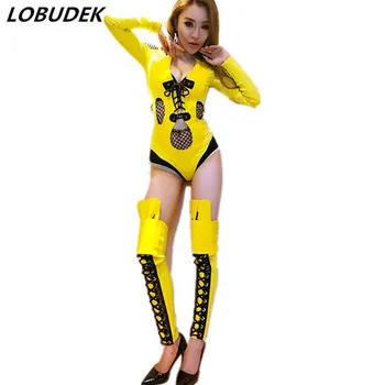 Sexy Hollow Out Bodysuit Yellow Perspective Jumpsuit Women DJ Singer Nightclub Clothing Jazz Dance Teams Performance Costumes
Sexy Hollow Out Bodysuit Yellow Perspective Jumpsuit Women DJ Singer Nightclub Clothing Jazz Dance Teams Performance Costumes