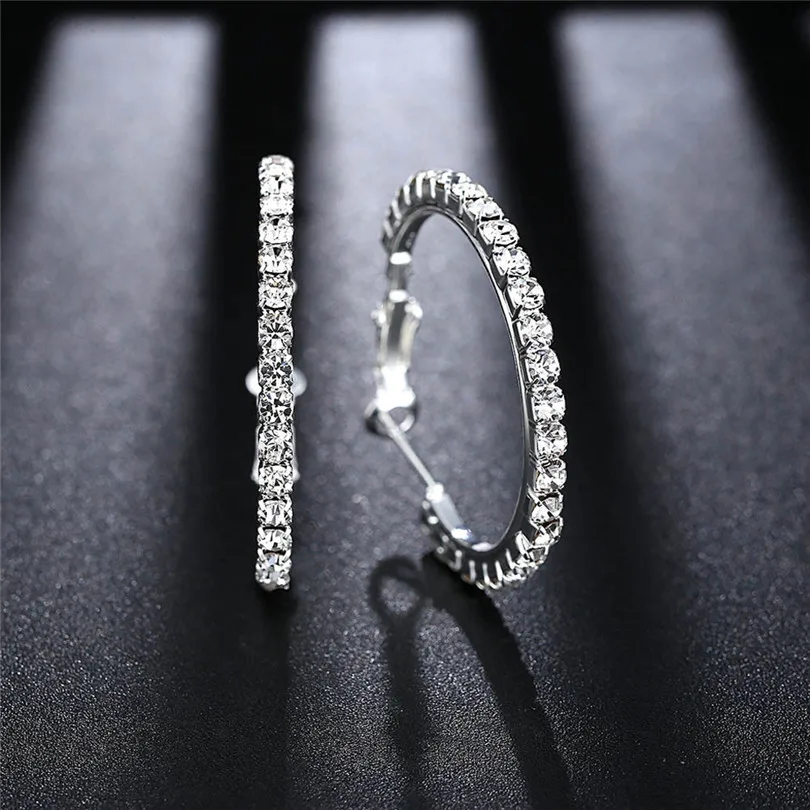 Fashion Korean Earrings Temperament Ladies Big Earrings Full Diamond Earrings Ear Clip Jewelry Oorbellen Voor Vrouwen 40AP191