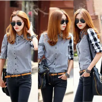 2019 New Hot Latest Fashion Women Lady OL Plaid Shirt Long Sleeve Lapel Blouse Slim Fit Casual Top
2019 New Hot Latest Fashion Women Lady OL Plaid Shirt Long Sleeve Lapel Blouse Slim Fit Casual Top
