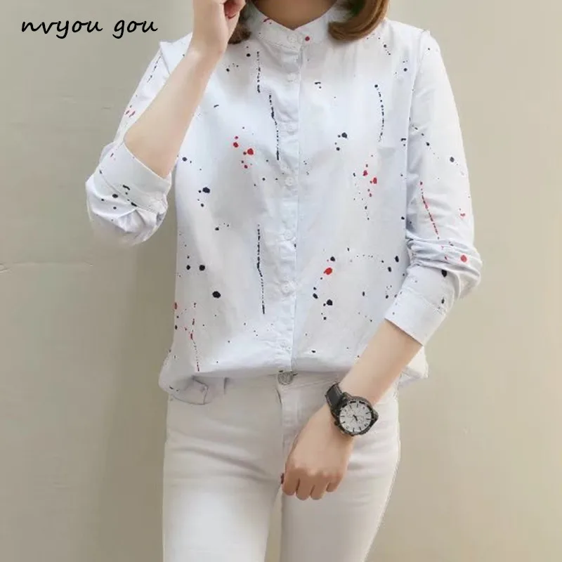 nvyou gou Casual Printed Long Sleeve Stand Collar Blouse Shirts Office Cotton White Blue Blouse Women 2019 New Fashion Blusas
nvyou gou Casual Printed Long Sleeve Stand Collar Blouse Shirts Office Cotton White Blue Blouse Women 2019 New Fashion Blusas