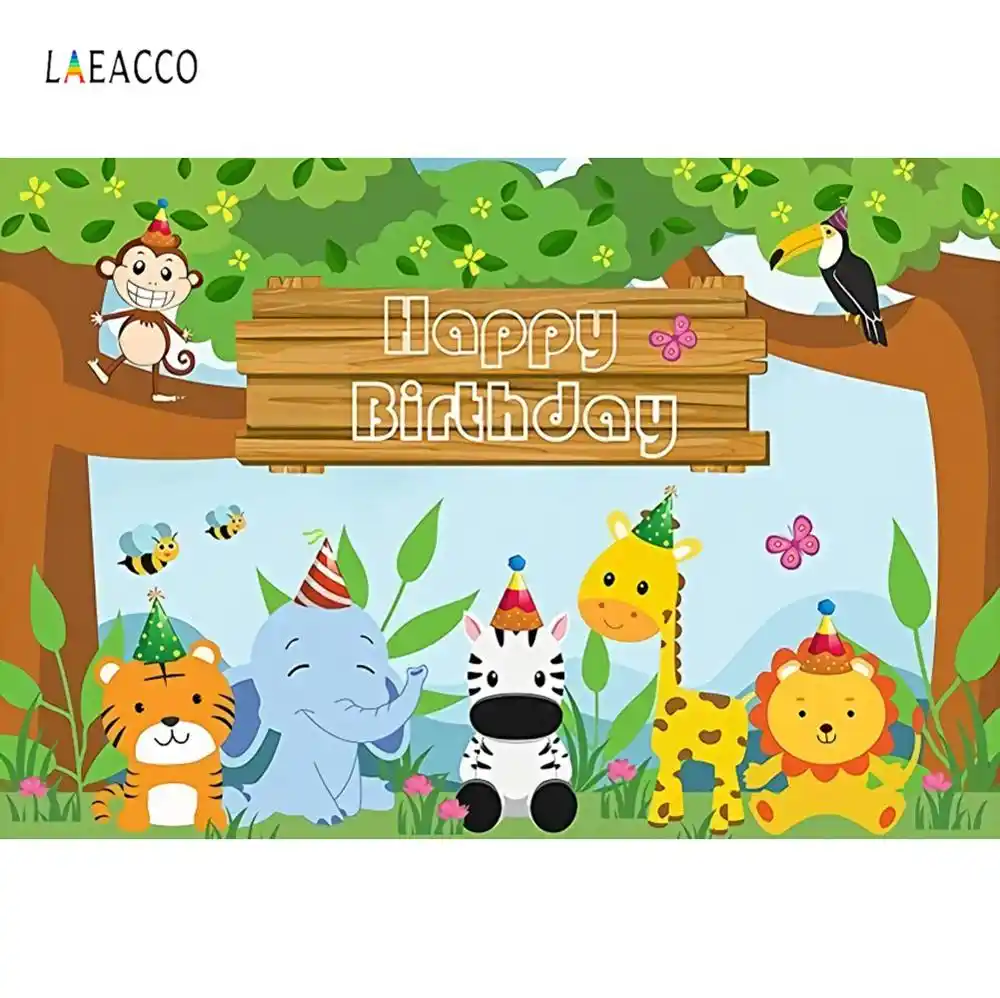 backdrops baby cartoon jungle safari birthday party animals