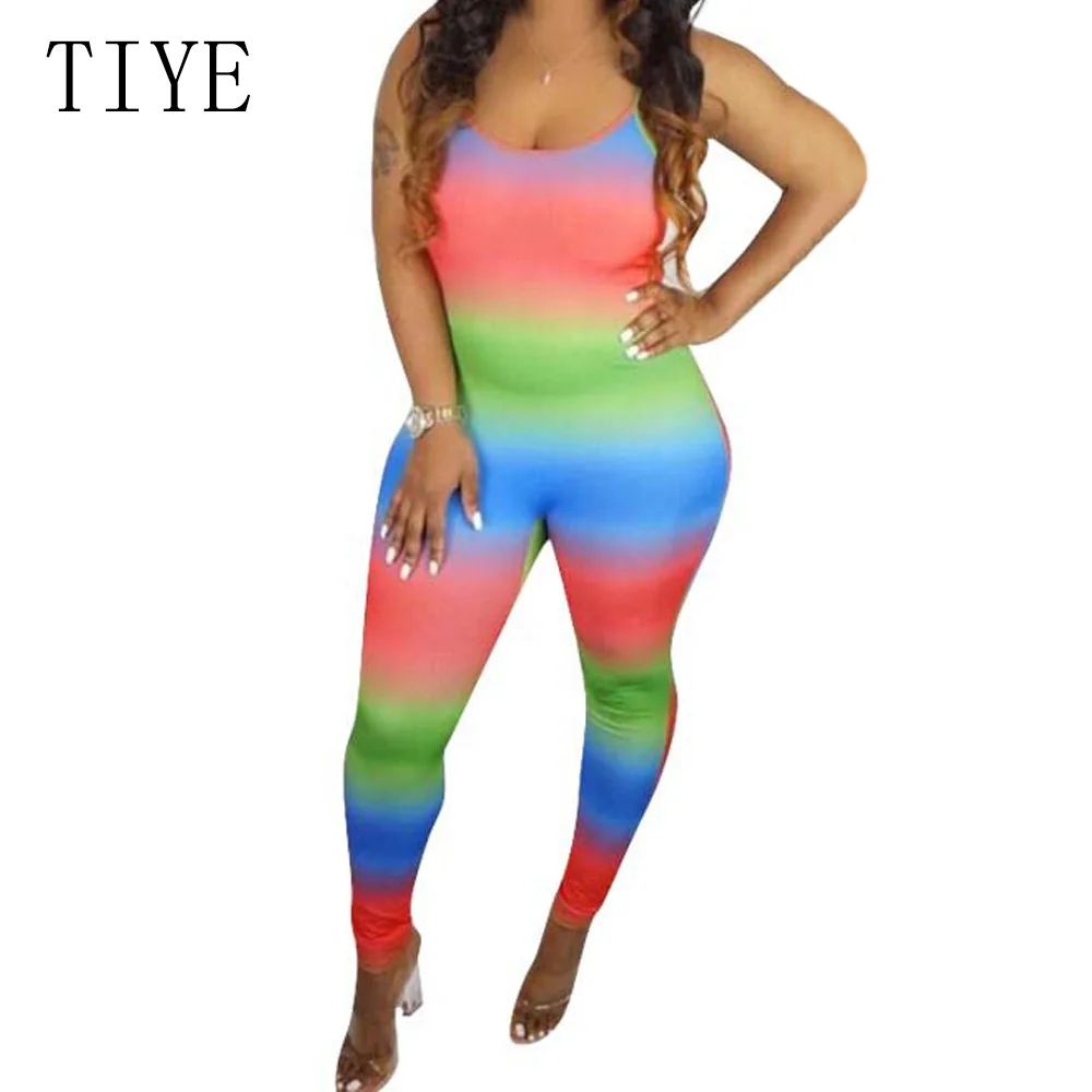 TIYE Rainbow Striped Bodycon Women Summer Jumpsuit Elegant Sleeveless Spaghetti Strap O Neck Bodysuits Sexy Night Club Overalls
TIYE Rainbow Striped Bodycon Women Summer Jumpsuit Elegant Sleeveless Spaghetti Strap O Neck Bodysuits Sexy Night Club Overalls