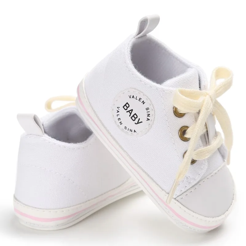 

Newborn Baby Shoes Infant First walkers Tollder Canvas Shoes Lace-up Baby Girls Sneaker Prewalker 0-18M