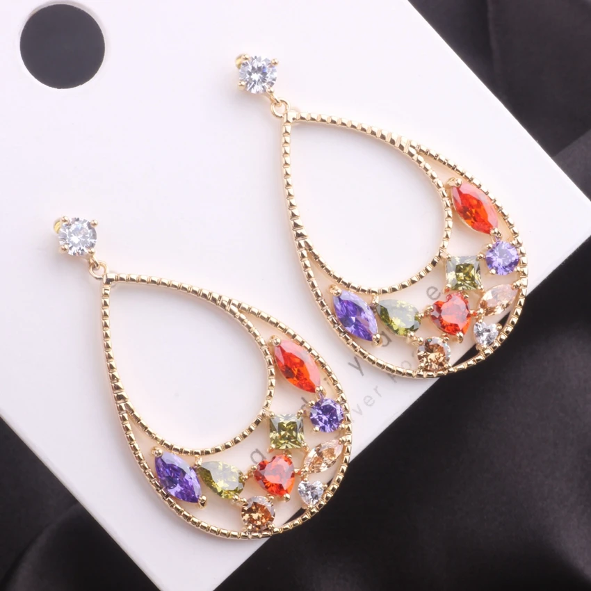 Big Water Drop Colorful Cubic Zirconia Pendant Drop Earrings for Women Gold Filled Fashion Wedding Jewelry Earings
Big Water Drop Colorful Cubic Zirconia Pendant Drop Earrings for Women Gold Filled Fashion Wedding Jewelry Earings