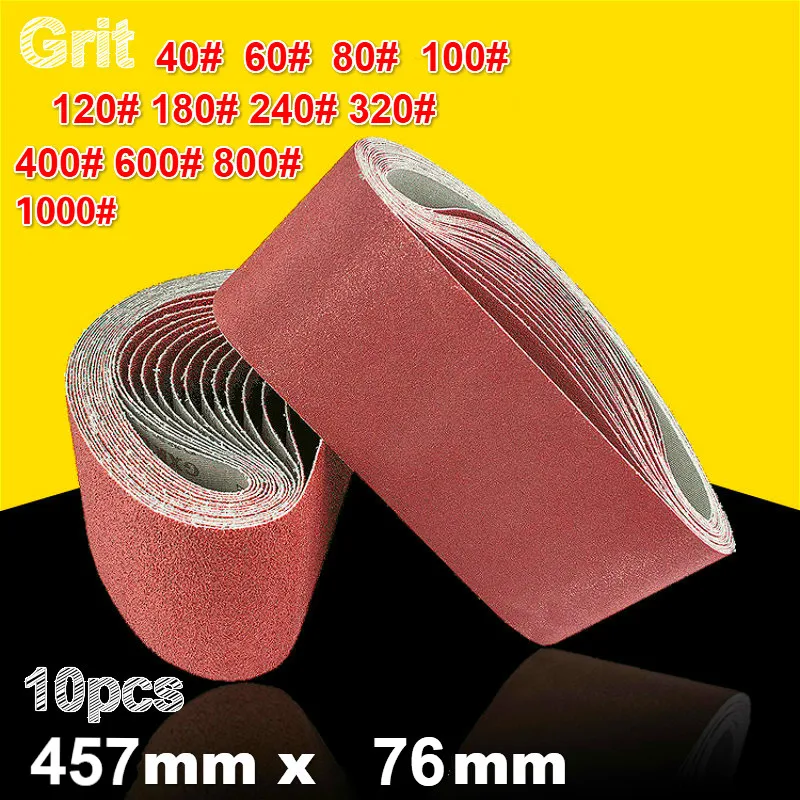 10Pcs 76*457mm Abrasive Sanding Belts 40-1000 Grits Abrasive Bands for Sander Power Tools
10Pcs 76*457mm Abrasive Sanding Belts 40-1000 Grits Abrasive Bands for Sander Power Tools