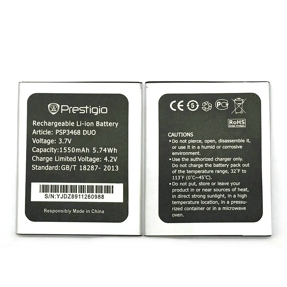 New battery For PSP3468 Duo 1550Mah Replacement Phone Battery For Prestigio Wise OK3 Wize N3 3468 PSP3468Duo
New battery For PSP3468 Duo 1550Mah Replacement Phone Battery For Prestigio Wise OK3 Wize N3 3468 PSP3468Duo