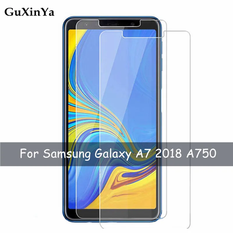 Фото Закаленное стекло для Samsung Galaxy A7 2018 2 шт. Защитное экрана 9H с защитой от царапин