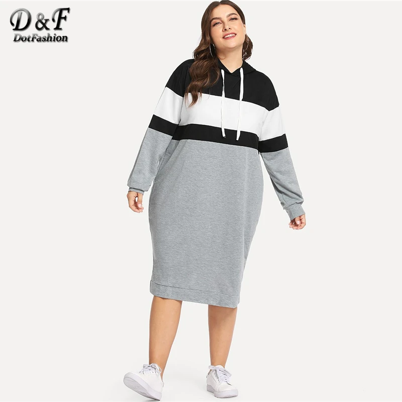 Dotfashion Plus Size Colorblock Drawstring Hooded Sweatshirt Dresses Womens Autumn 2019 Clothing Long Sleeve Knee Length Dress
Dotfashion Plus Size Colorblock Drawstring Hooded Sweatshirt Dresses Womens Autumn 2019 Clothing Long Sleeve Knee Length Dress