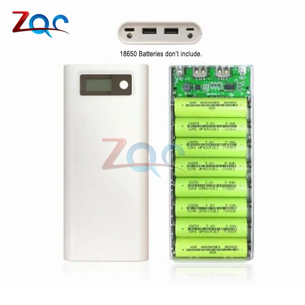 Чехол для внешнего аккумулятора 18650 8 шт. два порта USB 5V1A/5V2.1A зарядное устройство